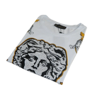 Men LAVERITA European Fashion Crew Shirt Short Sleeve Medusa Floral 93361 White - J.Valintin Men's Wear Legend - 99933