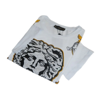 Men LAVERITA European Fashion Crew Shirt Short Sleeve Medusa Floral 93361 White - J.Valintin Men's Wear Legend - 99933