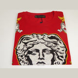 Men LAVERITA European Fashion Shirt Short Sleeves Medusa Floral Design 93361 Red - J.Valintin Men's Wear Legend - 99939