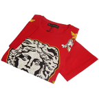 Men LAVERITA European Fashion Shirt Short Sleeves Medusa Floral Design 93361 Red - J.Valintin Men's Wear Legend - 99939