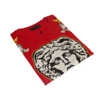 Men LAVERITA European Fashion Shirt Short Sleeves Medusa Floral Design 93361 Red - J.Valintin Men's Wear Legend - 99939