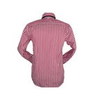 Men Makrom Shirt Cotton Blend wrinkle less Double collar Stripe 6493 red white - J.Valintin Men's Wear Legend - 74193