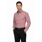 Men Makrom Shirt Cotton Blend wrinkle less Double collar Stripe 6493 red white