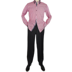 Men Makrom Shirt Cotton Blend wrinkle less Double collar Stripe 6493 red white - J.Valintin Men's Wear Legend - 74193