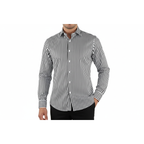 Men Makrom Shirt Cotton Blend wrinkle less Long Sleeves Stripe 6487 Black white