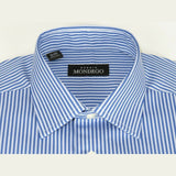 Men Mondego 100% Cotton Dress Sport Classic Business shirt A700 Royal Blue Strip - J.Valintin Men's Wear Legend - 4448