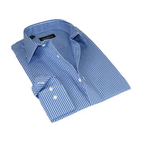 Men Mondego 100% Cotton Dress Sport Classic Business shirt A700 Royal Blue Strip - J.Valintin Men's Wear Legend - 4448