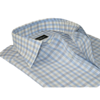 Men Mondego 100% Cotton Dress Sport Classic Business shirt sn100 blue checker - J.Valintin Men's Wear Legend - 4392