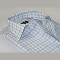 Men Mondego 100% Cotton Dress Sport Classic Business shirt sn100 blue checker - J.Valintin Men's Wear Legend - 4392