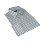Men Mondego 100% Cotton Dress Sport Classic Business shirt sn100 blue checker - J.Valintin Men's Wear Legend - 4392