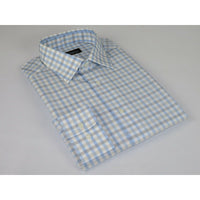 Men Mondego 100% Cotton Dress Sport Classic Business shirt sn100 blue checker - J.Valintin Men's Wear Legend - 4392