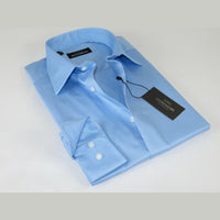 Men Mondego 100% Soft Cotton Dress Business Classic shirt B500 Blue Herringbone - J.Valintin Men's Wear Legend - 4154