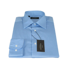 Men Mondego 100% Soft Cotton Dress Business Classic shirt B500 Blue Herringbone - J.Valintin Men's Wear Legend - 4154