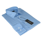Men Mondego 100% Soft Cotton Dress Business Classic shirt B500 Blue Herringbone - J.Valintin Men's Wear Legend - 4154
