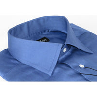 Men Mondego 100% Soft Cotton Dress Business shirt B300 French Blue Herringbone - J.Valintin Men's Wear Legend - 4109