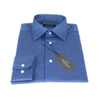 Men Mondego 100% Soft Cotton Dress Business shirt B300 French Blue Herringbone - J.Valintin Men's Wear Legend - 4109