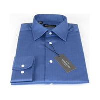 Men Mondego 100% Soft Cotton Dress Business shirt B300 French Blue Herringbone - J.Valintin Men's Wear Legend - 4109