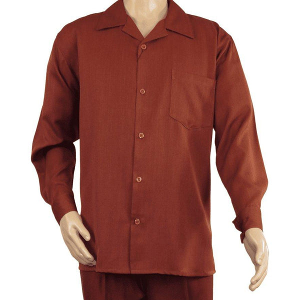 Men MONTIQUE 2pc Set Walking Leisure suit Long Sleeve Set 1641 Cognac Brown - J.Valintin Men's Wear Legend - 80211