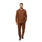 Men MONTIQUE 2pc Set Walking Leisure suit Long Sleeve Set 1641 Cognac Brown - J.Valintin Men's Wear Legend - 80211