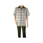 Men MONTIQUE 2pc Walking Leisure Suit Matching Set Short Sleeves 2216 green - J.Valintin Men's Wear Legend - 94737