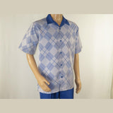 Men MONTIQUE 2pc Walking Leisure Suit Matching Set Short Sleeves 2216 Royal blue - J.Valintin Men's Wear Legend - 95746