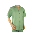 Men MONTIQUE 2pc Walking Leisure Suit Matching Set Short Sleeves 696 Apple Green - J.Valintin Men's Wear Legend - 95753