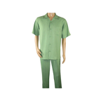 Men MONTIQUE 2pc Walking Leisure Suit Matching Set Short Sleeves 696 Apple Green - J.Valintin Men's Wear Legend - 95753
