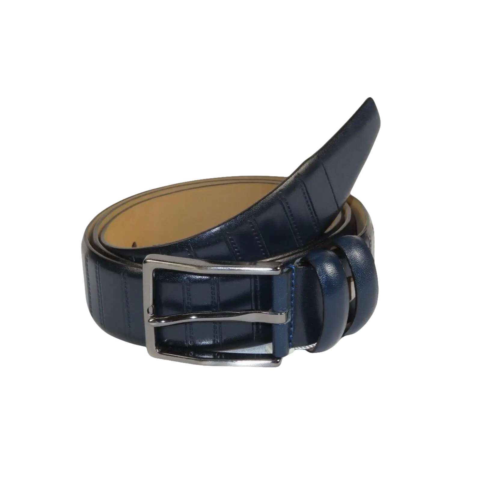 Men Navy Blue Genuine Leather Belt PIERO ROSSI Turkey Soft Full Grain #Navy line - J.Valintin Men's Wear Legend - 97303