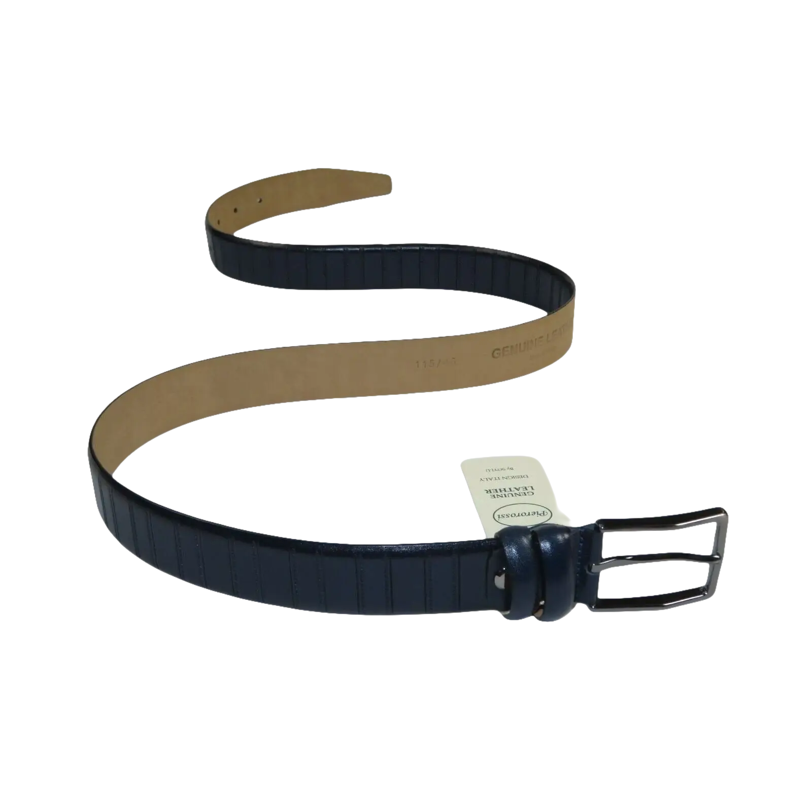 Men Navy Blue Genuine Leather Belt PIERO ROSSI Turkey Soft Full Grain #Navy line - J.Valintin Men's Wear Legend - 97303