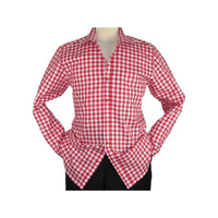 Men Oscar Banks All Cotton Shirt English Spread Collar Plaid Checker 5949 Red - J.Valintin Men's Wear Legend - 74234