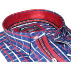 Men Oscar Banks Turkey Shirt All Egyptian Cotton Wrinkle less 5844 - 08 navy red - J.Valintin Men's Wear Legend - 72317