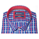 Men Oscar Banks Turkey Shirt All Egyptian Cotton Wrinkle less 5844 - 08 navy red - J.Valintin Men's Wear Legend - 72317