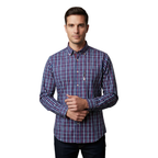 Men Oscar Banks Turkey Shirt All Egyptian Cotton Wrinkle less 5844-08 navy red