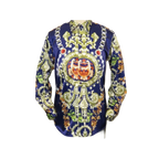 Men Oscar Banks Turkey Shirt Satin Entertainer Performer 6335 - 04 navy Floral - J.Valintin Men's Wear Legend - 72358