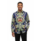 Men Oscar Banks Turkey Shirt Satin Entertainer Performer 6335 - 04 navy Floral - J.Valintin Men's Wear Legend - 72358