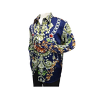 Men Oscar Banks Turkey Shirt Satin Entertainer Performer 6335 - 04 navy Floral - J.Valintin Men's Wear Legend - 72358