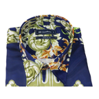 Men Oscar Banks Turkey Shirt Satin Entertainer Performer 6335 - 04 navy Floral - J.Valintin Men's Wear Legend - 72358