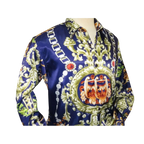 Men Oscar Banks Turkey Shirt Satin Entertainer Performer 6335 - 04 navy Floral - J.Valintin Men's Wear Legend - 72358