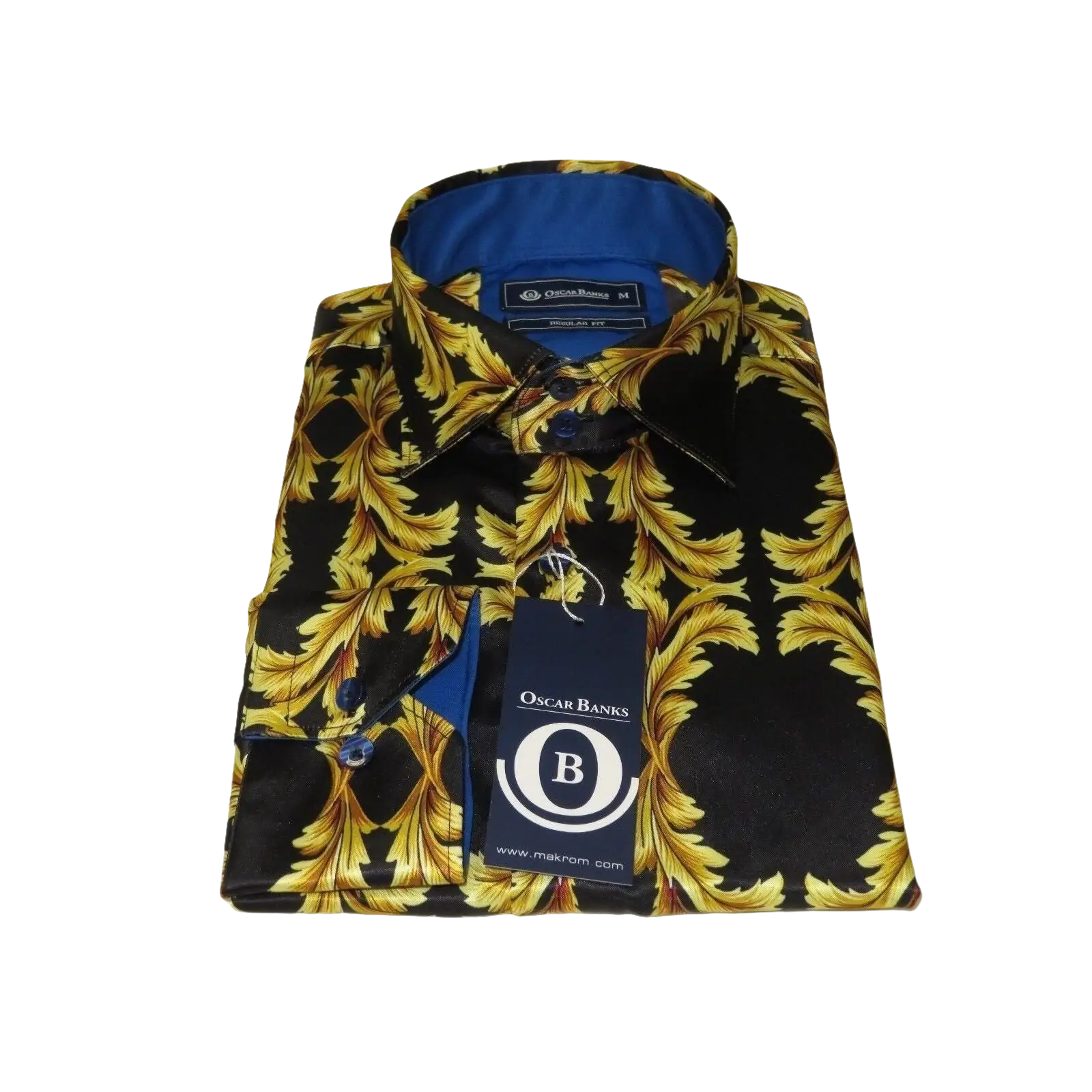 Men Oscar Banks Turkey Shirt Satin Singer Performer 6268 - 07 Black Gold Floral - J.Valintin Men's Wear Legend - 72448