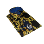 Men Oscar Banks Turkey Shirt Satin Singer Performer 6268 - 07 Black Gold Floral - J.Valintin Men's Wear Legend - 72448