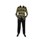 Men Oscar Banks Turkey Shirt Satin Singer Performer 6268 - 07 Black Gold Floral - J.Valintin Men's Wear Legend - 72448