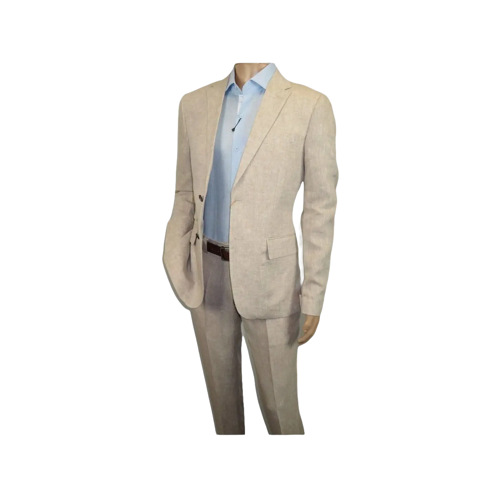 Men Premium 100% Linen Cocktail Suit by INSERCH Breathable and cool SU880 Tan - J.Valintin Men's Wear Legend - 100647