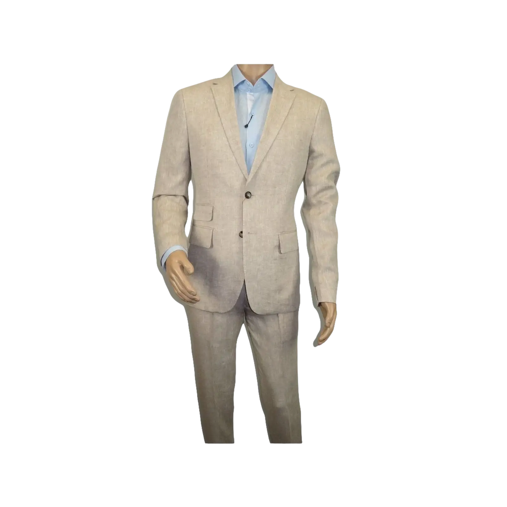 Men Premium 100% Linen Cocktail Suit by INSERCH Breathable and cool SU880 Tan - J.Valintin Men's Wear Legend - 100647