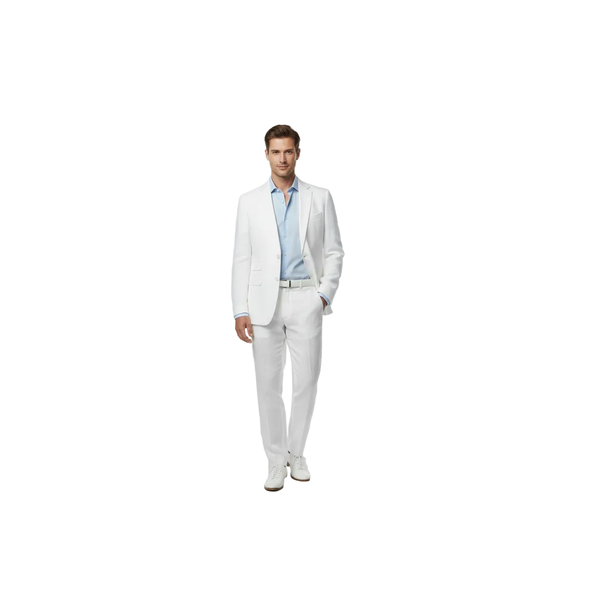 Men Premium 100% Linen Cocktail Suit by INSERCH Breathable and cool SU880 White
