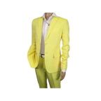 Men Premium 100% Linen Cocktail Suit by INSERCH Breathable and cool SU880 Yellow - J.Valintin Men's Wear Legend - 100654