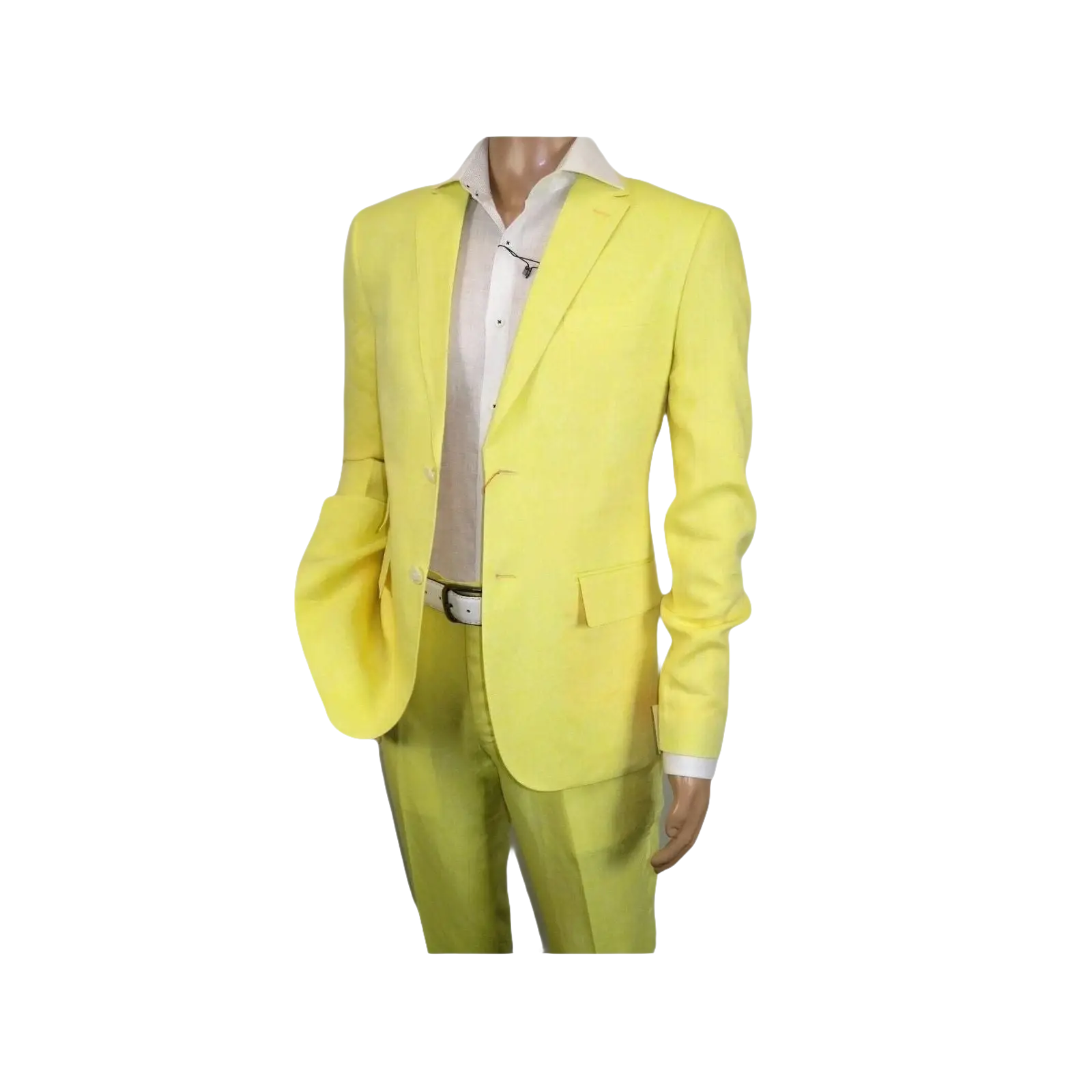 Men Premium 100% Linen Cocktail Suit by INSERCH Breathable and cool SU880 Yellow - J.Valintin Men's Wear Legend - 100654