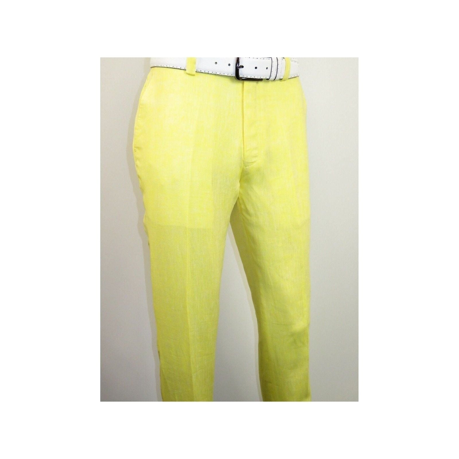 Men Premium 100% Linen Cocktail Suit by INSERCH Breathable and cool SU880 Yellow - J.Valintin Men's Wear Legend - 100654
