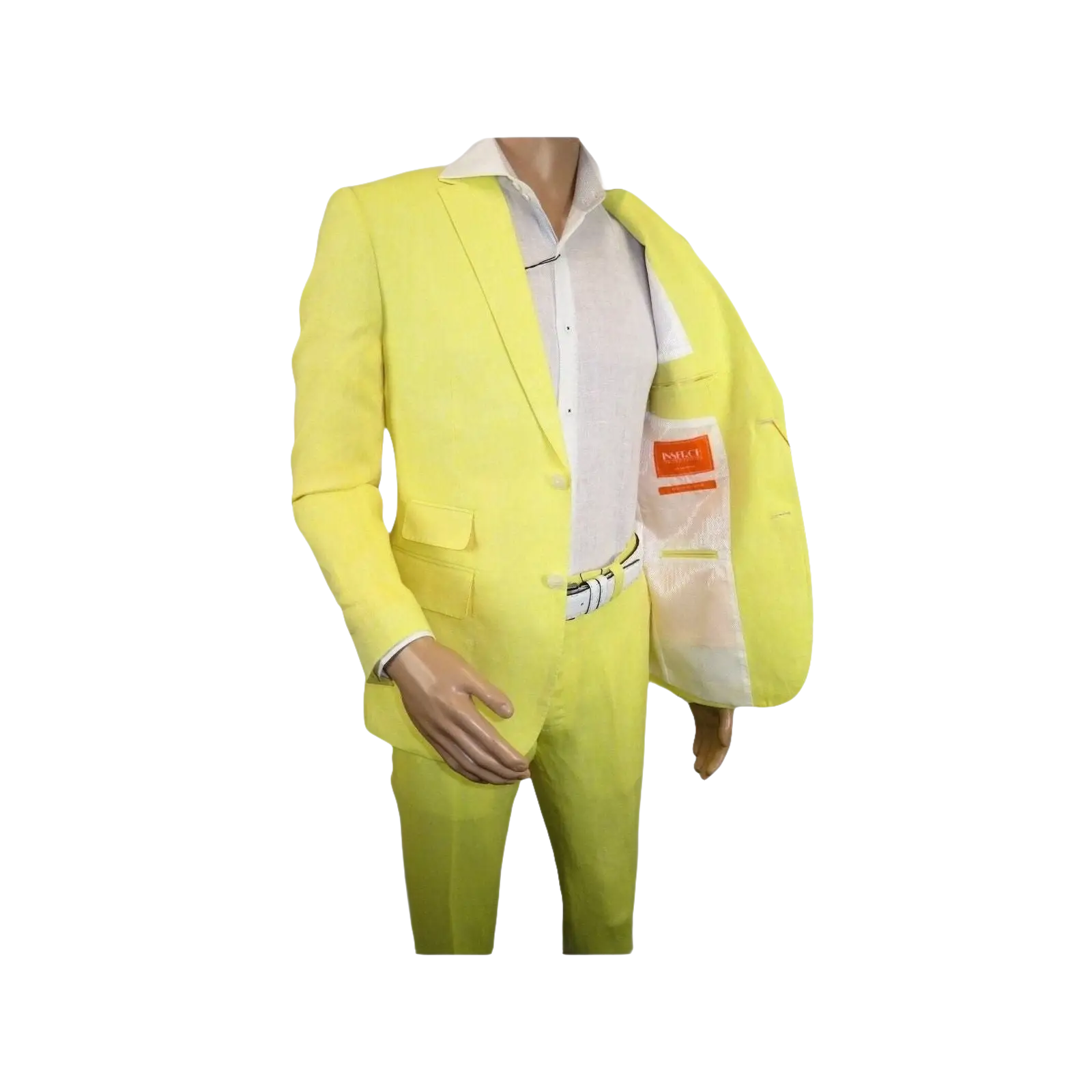 Men Premium 100% Linen Cocktail Suit by INSERCH Breathable and cool SU880 Yellow - J.Valintin Men's Wear Legend - 100654