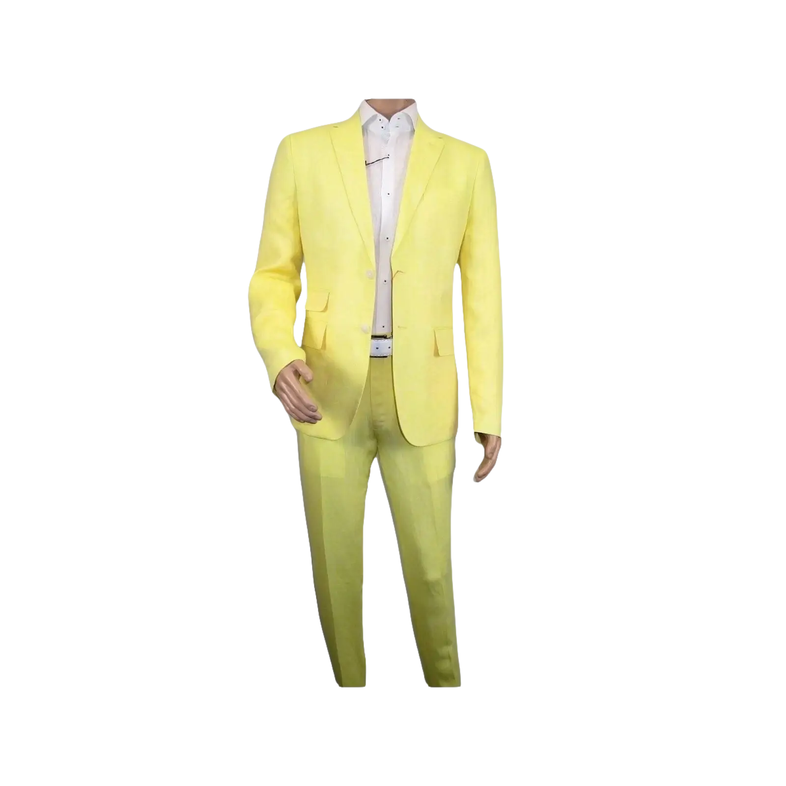 Men Premium 100% Linen Cocktail Suit by INSERCH Breathable and cool SU880 Yellow - J.Valintin Men's Wear Legend - 100654