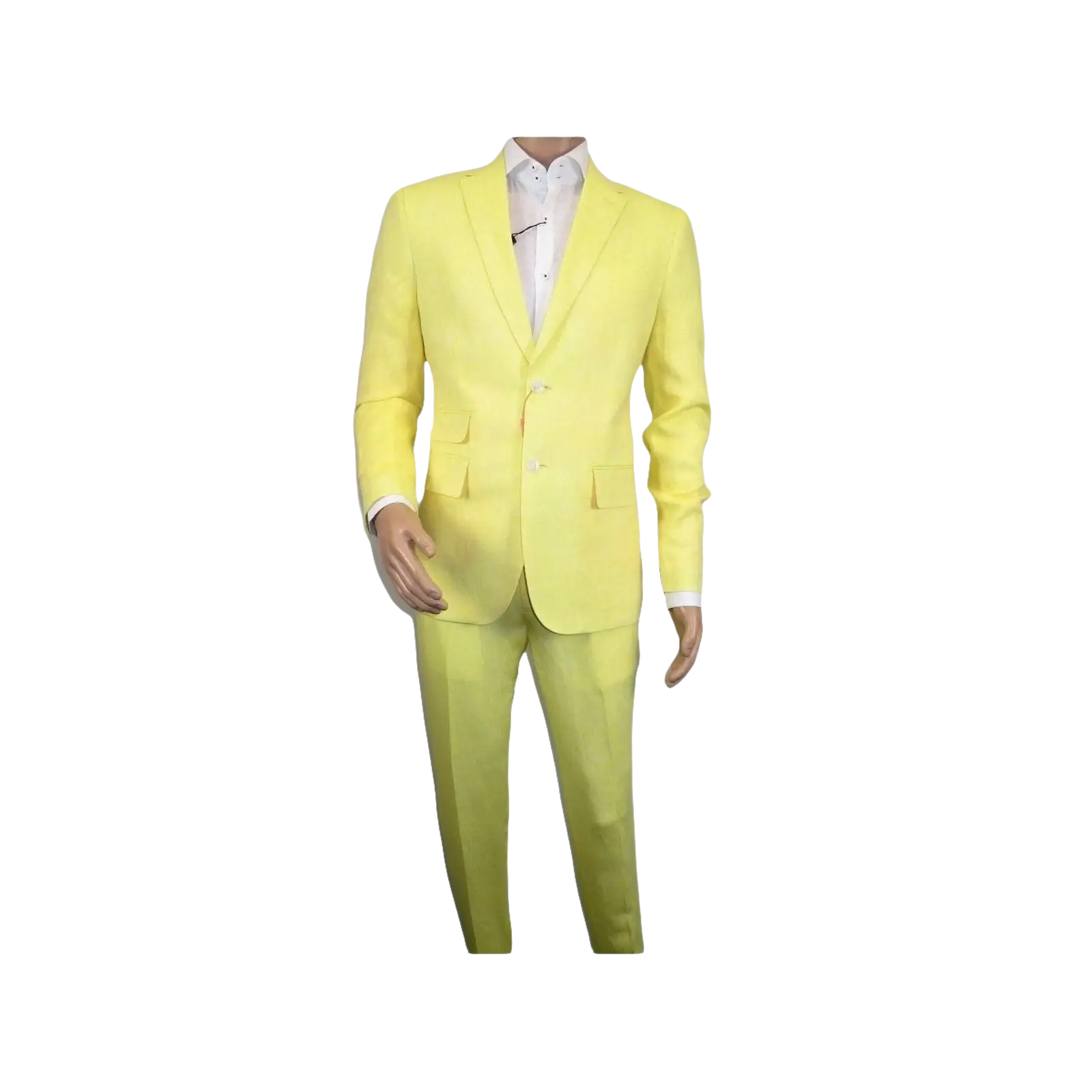 Men Premium 100% Linen Cocktail Suit by INSERCH Breathable and cool SU880 Yellow - J.Valintin Men's Wear Legend - 100654